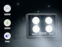 2 x led schijnwerper 200w – 6500k koud wit – ip65 waterdicht – 20.000 lm – cob – buiten/binnen - afbeelding 1 van  5