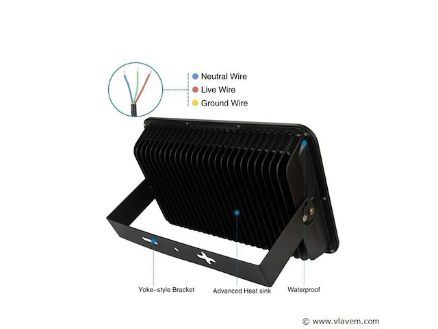 2 x led schijnwerper 200w – 6500k koud wit – ip65 waterdicht – 20.000 lm – cob – buiten/binnen - afbeelding 5 van  5