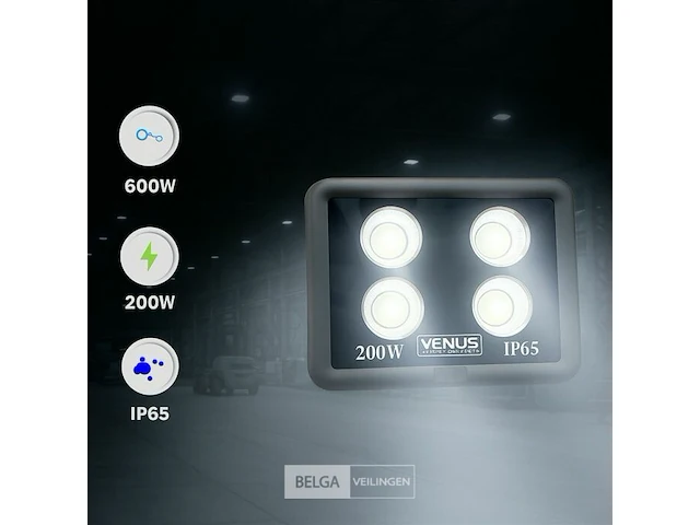 2 x led schijnwerper 200w – 6500k koud wit – ip65 waterdicht – 20.000 lm – cob – buiten/binnen - afbeelding 1 van  6