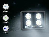 2 x led schijnwerper 200w – 6500k koud wit – ip65 waterdicht – 20.000 lm – cob – buiten/binnen - afbeelding 2 van  6