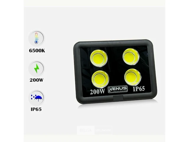 2 x led schijnwerper 200w – 6500k koud wit – ip65 waterdicht – 20.000 lm – cob – buiten/binnen - afbeelding 3 van  6