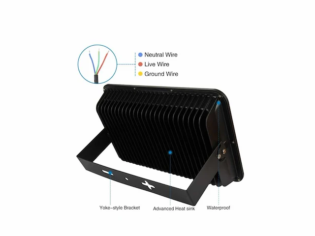 2 x led schijnwerper 200w – 6500k koud wit – ip65 waterdicht – 20.000 lm – cob – buiten/binnen - afbeelding 5 van  5