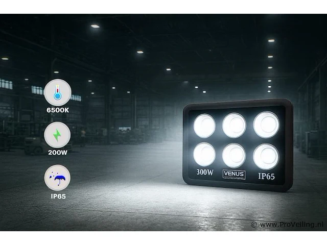 2 x led schijnwerper 300w – 6500kkoud wit – ip65 waterdicht – 30.000 lm – cob – buiten/binnen - afbeelding 1 van  5