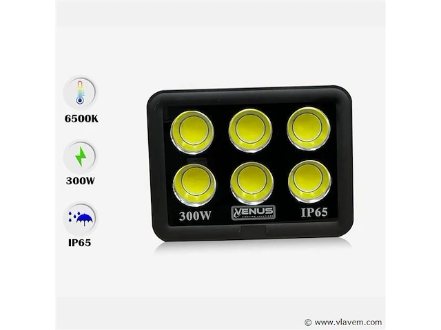 2 x led schijnwerper 300w – 6500kkoud wit – ip65 waterdicht – 30.000 lm – cob – buiten/binnen - afbeelding 2 van  5