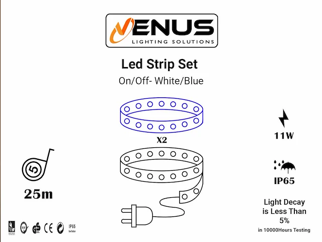 2 x led strip 25m - 10w/m - dubbele kleuren blouw of koud wit - afbeelding 4 van  4