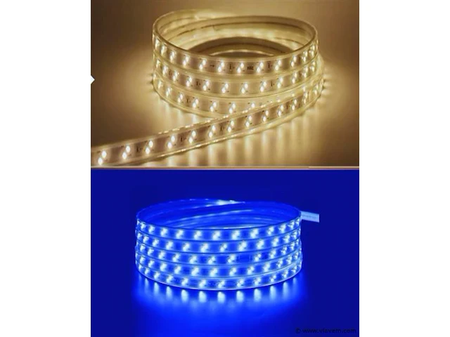 2 x led strip 25m – 10w/m – blauw & warm wit – ip65 waterdicht – smd 2835 - afbeelding 1 van  6