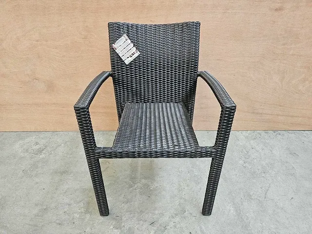 2 x luxury lounge stapelbare wickerstoel met arm brown - afbeelding 3 van  4