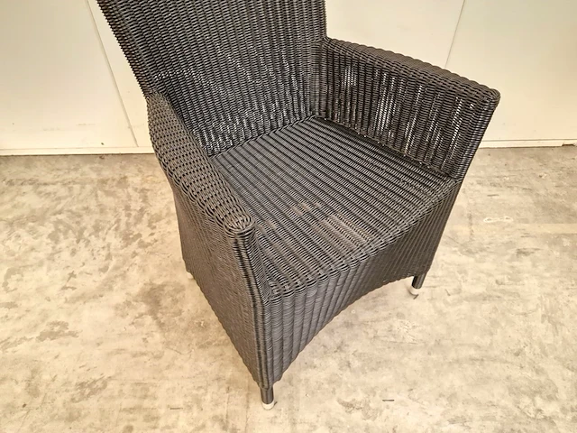 2 x luxury lounge wickerzetel zwart met armleuning - afbeelding 4 van  4