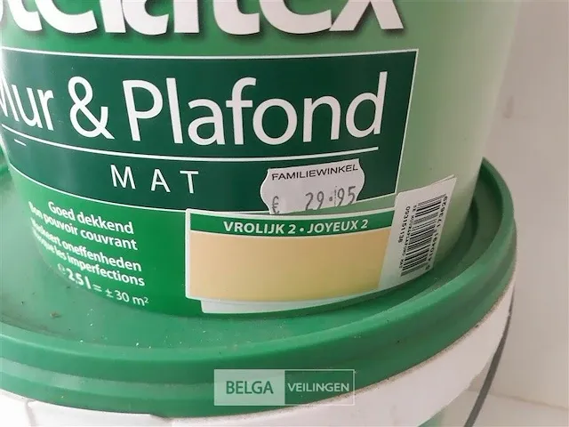 2 x muur en plafond verf kleur vrolijk 2 (beige-geel) stelatex 1 x 2,5l 1 x 5 l - afbeelding 2 van  2