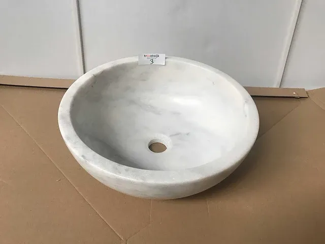 2 x natuursteen marmer wit waskom 40,6x15 cm - afbeelding 1 van  3