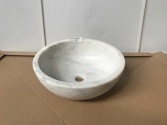 2 x natuursteen marmer wit waskom 40,6x15 cm - afbeelding 2 van  3