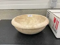 2 x natuursteen travertin beige waskom 40,6x15 cm - afbeelding 2 van  4