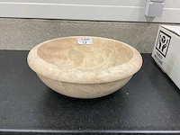 2 x natuursteen travertin beige waskom 40,6x15 cm - afbeelding 2 van  4