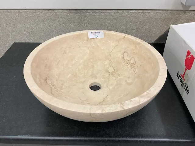 2 x natuursteen travertin beige waskom 45,7x15 cm - afbeelding 1 van  4