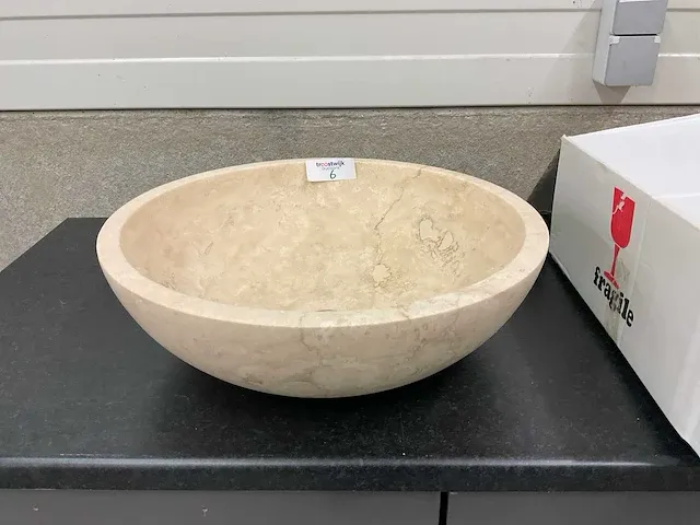 2 x natuursteen travertin beige waskom 45,7x15 cm - afbeelding 2 van  4