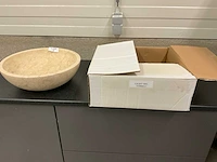2 x natuursteen travertin beige waskom 45,7x15 cm - afbeelding 3 van  4
