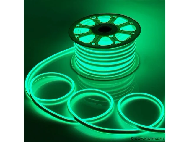 2 x neon led strip 50m – 8w/m – groen – ip65 waterdicht – gebruik binnen/buiten - afbeelding 1 van  5