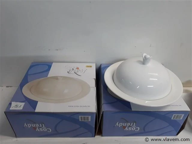 2 x ontbijtbord met deksel 25 cm - afbeelding 1 van  2
