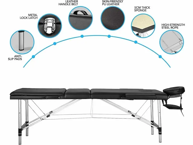 2 x opvouwbare mobiele massagetafels, 3 zones - afbeelding 3 van  7