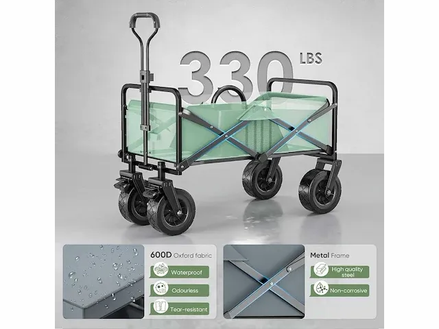 2 x opvouwbare transportwagen met dak, 100l - afbeelding 3 van  4