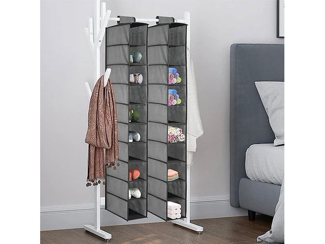 2 x organizer dressing - schoenen - 10 vakken - stof - 170 x 35 x 15 cm. - grijs - afbeelding 1 van  3