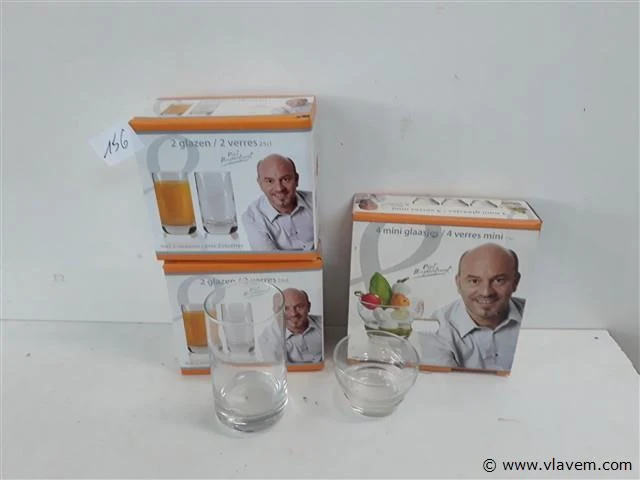 2 x piet huysentruyt glazen 2 st 25cl + 1x4 st 11cl - afbeelding 1 van  2