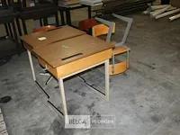 2 x retro schoolbank + 4 stoelen - afbeelding 1 van  5