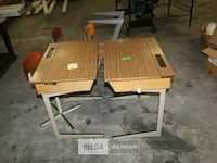 2 x retro schoolbank + 4 stoelen - afbeelding 2 van  5
