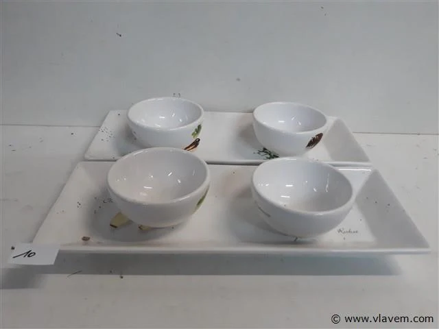 2 x serveerbord met 2 kommetjes - afbeelding 1 van  2