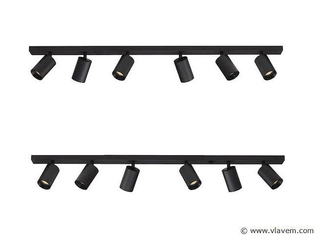 2 x solo focus plafond armatuur 6 x spots zwart - afbeelding 1 van  8