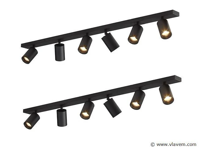 2 x solo focus plafond armatuur 6 x spots zwart - afbeelding 2 van  8