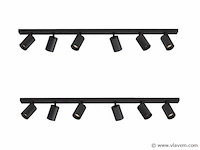 2 x solo focus plafond armatuur 6 x spots zwart - afbeelding 8 van  8