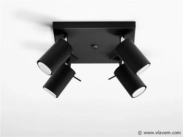 2 x solo focus plafond quad armatuur zwart - afbeelding 1 van  3