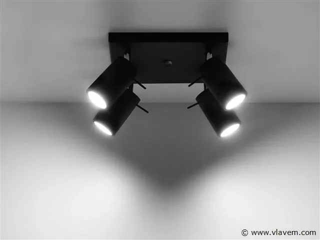 2 x solo focus plafond quad armatuur zwart - afbeelding 2 van  3