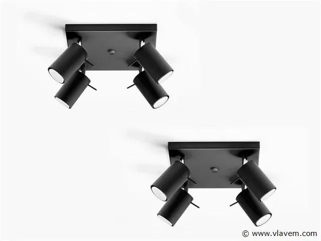 2 x solo focus plafond quad armatuur zwart - afbeelding 3 van  3