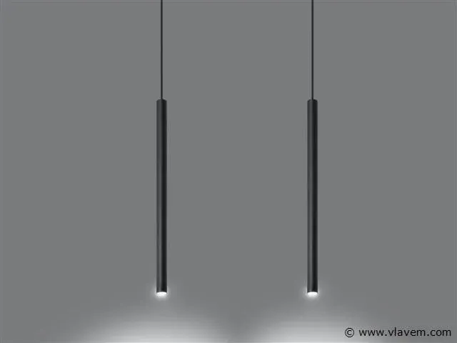 2 x solo tube slim design hanglamp zwart - afbeelding 3 van  7