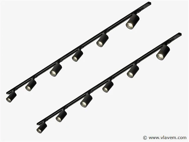 2 x spanningsrail 200 cm inclusief 12 spots zwart - afbeelding 1 van  8