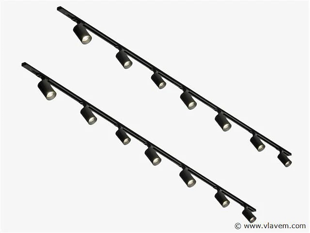 2 x spanningsrail 400 cm inclusief 24 spots zwart - afbeelding 1 van  8