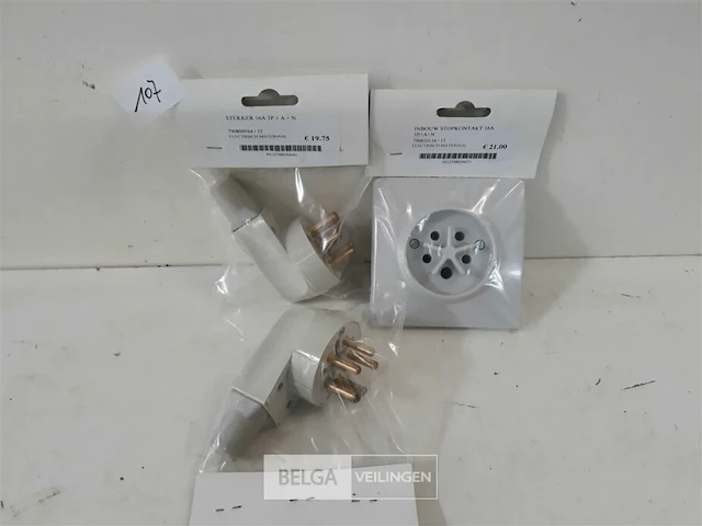 2 x stekker + 1 x stopkontact 380v/16a 5p - afbeelding 2 van  3