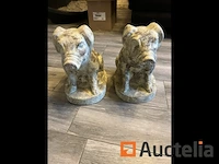2 x stenen beeldjes varkens ongeveer 40 cm hoog - afbeelding 2 van  5