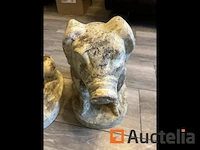 2 x stenen beeldjes varkens ongeveer 40 cm hoog - afbeelding 3 van  5