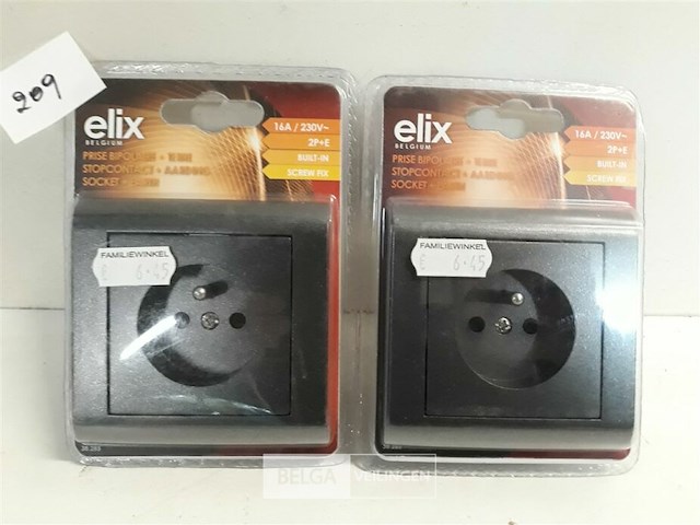 2 x stopcontact inbouw zwart met afdekplaat - afbeelding 2 van  3