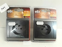 2 x stopcontact inbouw zwart met afdekplaat - afbeelding 2 van  3