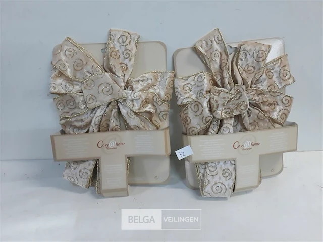 2 x strik goud/wit 30 cm met staart van 1 m - afbeelding 2 van  3