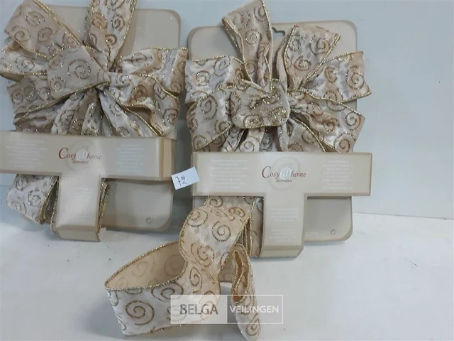 2 x strik goud/wit 30 cm met staart van 1 m - afbeelding 3 van  3