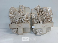 2 x strik goud/wit 30 cm met staart van 1 m - afbeelding 1 van  3