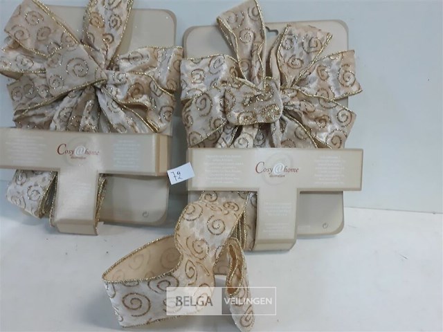 2 x strik goud/wit 30 cm met staart van 1 m - afbeelding 3 van  3