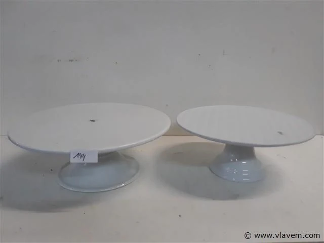 2 x taartschotel porslein op voet - afbeelding 2 van  2