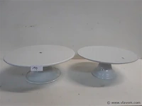 2 x taartschotel porslein op voet - afbeelding 2 van  2