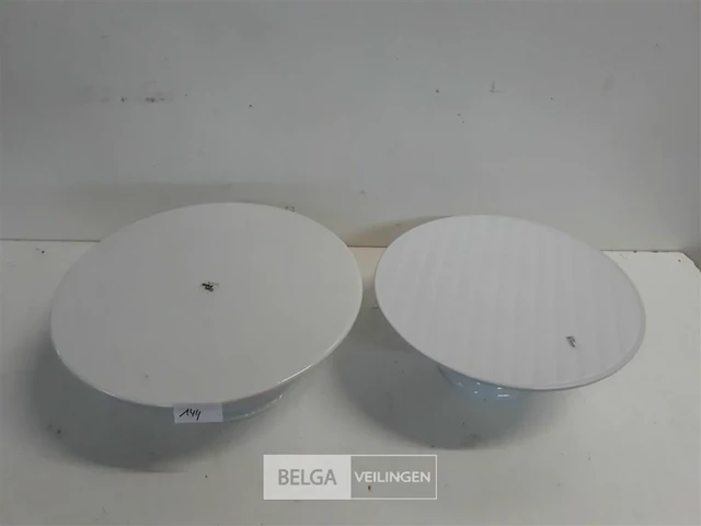 2 x taartschotel porslein op voet - afbeelding 2 van  3